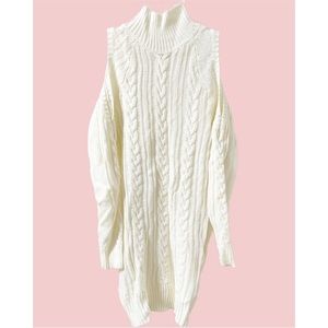 Classic Cable Knit Cold Shoulder Sweater Dress Size Medium